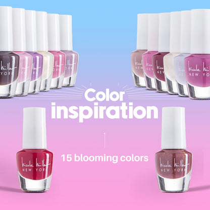 Nicole Miller New York Mini Nail Polish Set – 15-Piece Glossy Color Collection for Nails (Purple Accent)