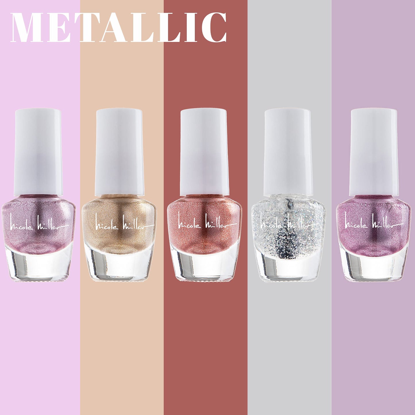 Nicole Miller New York Mini Nail Polish Set – 15-Piece Glossy Nail Colors Collection
