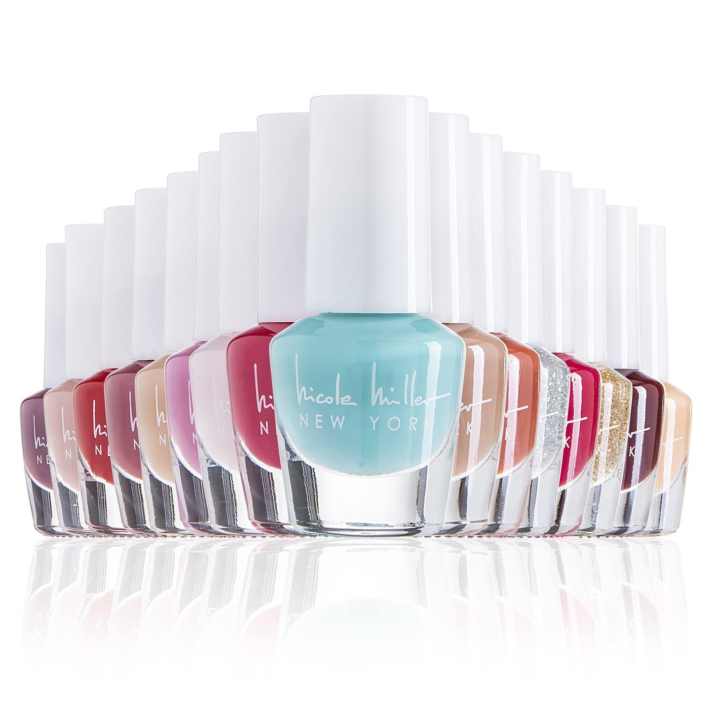 Nicole Miller New York Mini Nail Polish Set – 15-Piece Glossy Color Collection for Nails (Purple Accent)