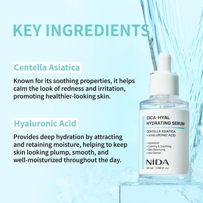 NIDA Centella Hydrating Serum | Centella Asiatica & Hyaluronic Acid for Hydration, Calming Skin & Barrier Support | 50 ml
