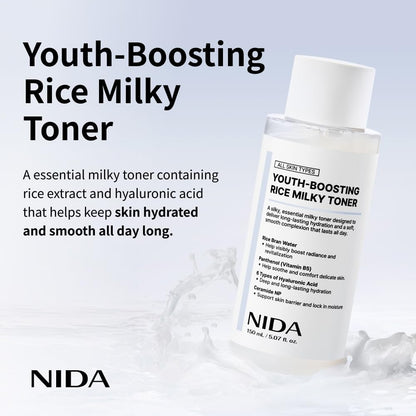 NIDA Youth-Boosting Rice Milky Toner | Glass Skin Hydration, Niacinamide