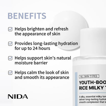 NIDA Youth-Boosting Rice Milky Toner | Glass Skin Hydration, Niacinamide