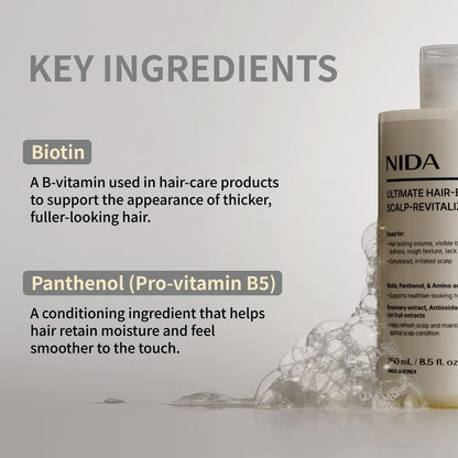 NIDA Ultimate Hair-Bonding & Scalp-Revitalizing Shampoo | Strengthen, Nourish & Refresh All Hair Types | 8.5 oz / 250 ml