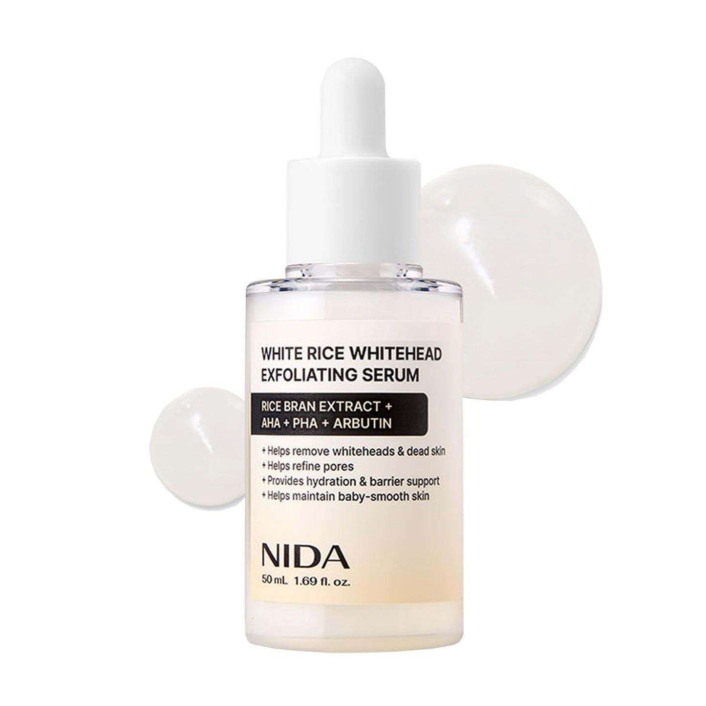 NIDA White Rice Whitehead Exfoliating Serum | 1.69 fl oz (50 ml) | All Skin Types