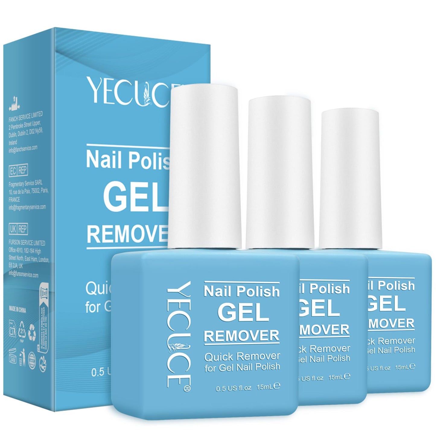 NIFEISHI Gel Nail Polish Remover 3pcs — Quick 3-5 Minute Foil-Free Removal (15ml)