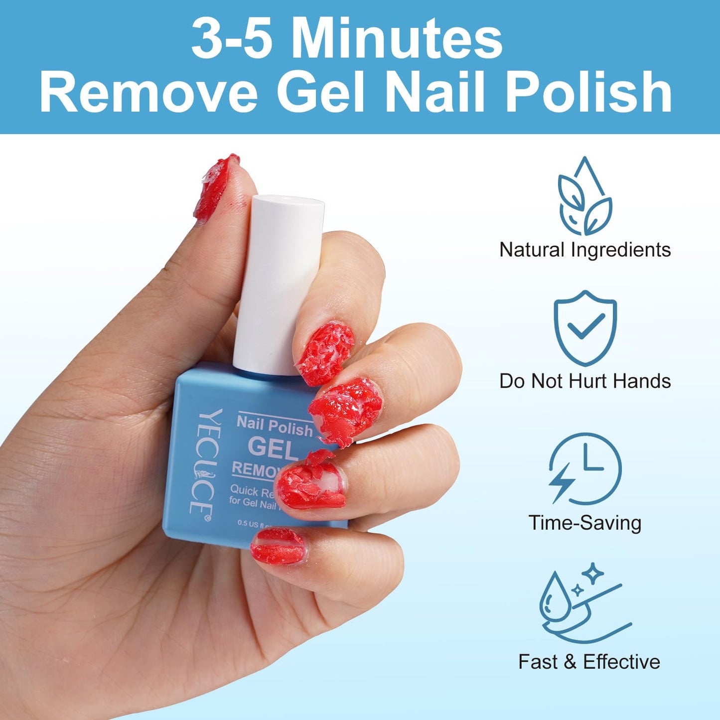 NIFEISHI Gel Nail Polish Remover 3pcs — Quick 3-5 Minute Foil-Free Removal (15ml)