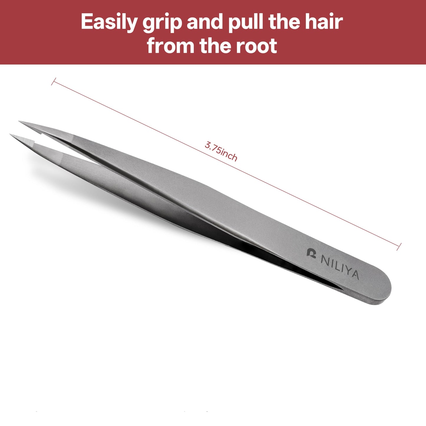 NILIYA Pointed Tweezers – Fine Point Eyebrow Tweezers with Travel Case