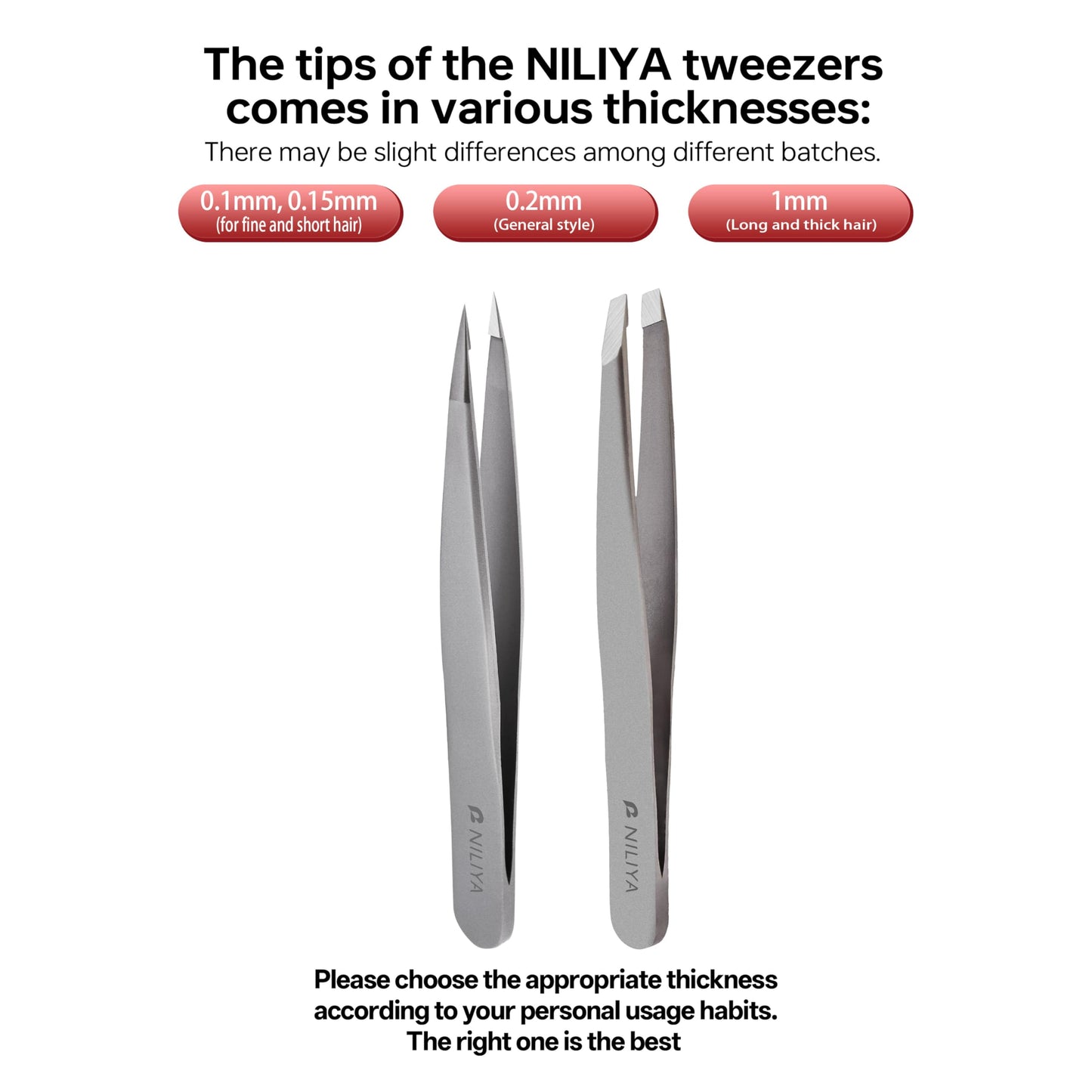 NILIYA Eyebrow Tweezers for Women – Ultra-Fine 0.15mm Slanted Tip, Ergonomic Design