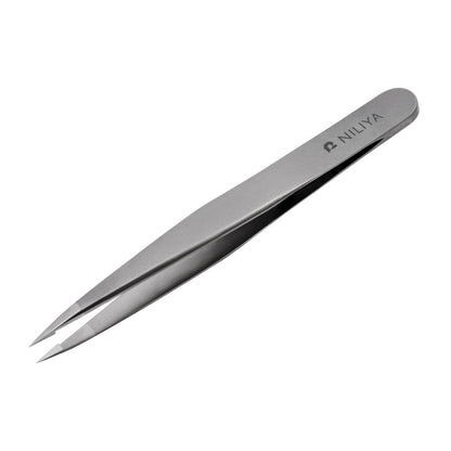 NILIYA Pointed Tweezers – Fine Point Eyebrow Tweezers with Travel Case