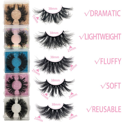 Ninglash 25mm Mink Eyelashes – 30 Pack, Dramatic Handmade Full Strip Lashes