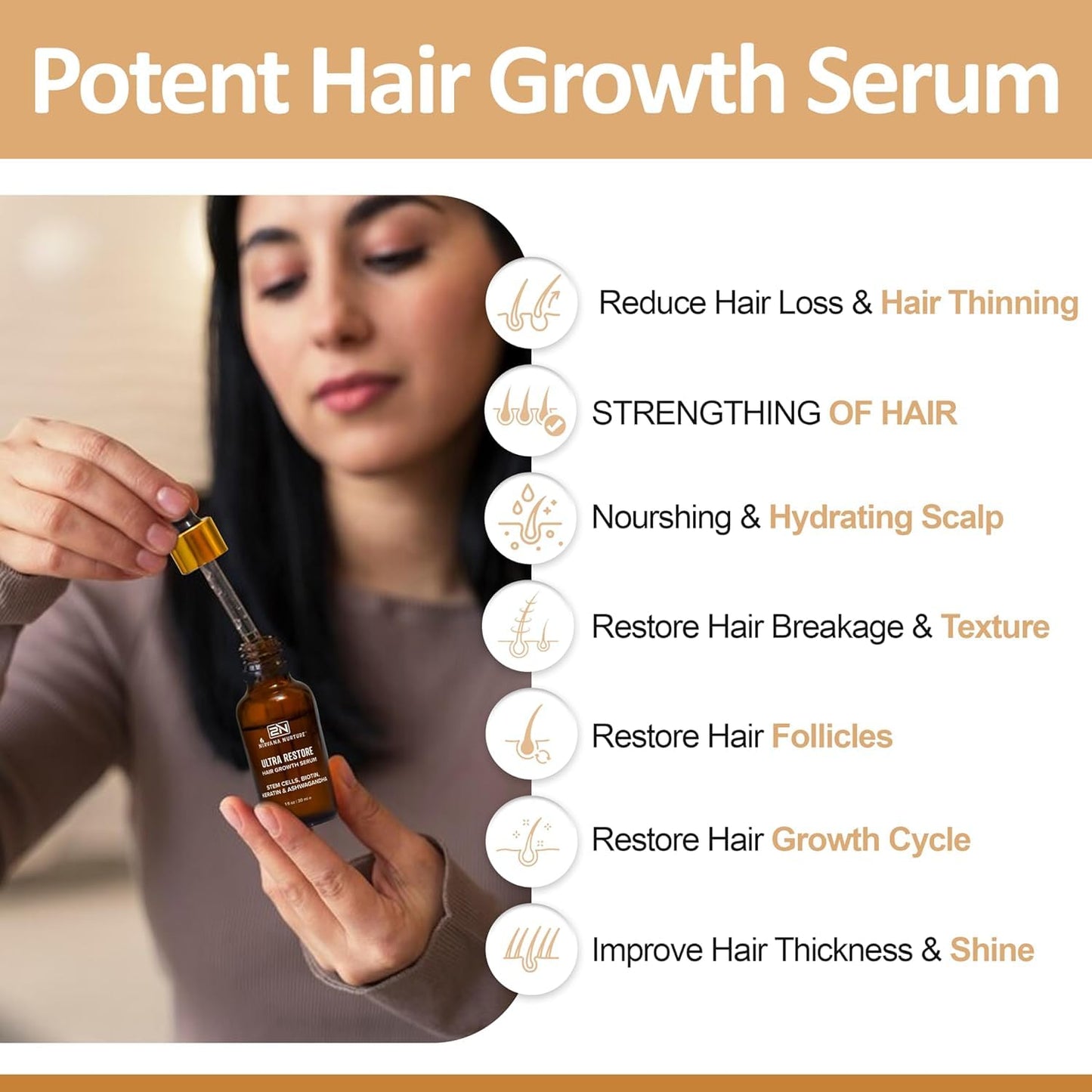 Nirvana Nurture Ultra Restore Hair Growth Serum – Fuller Hair, Scalp Hydration & Detox