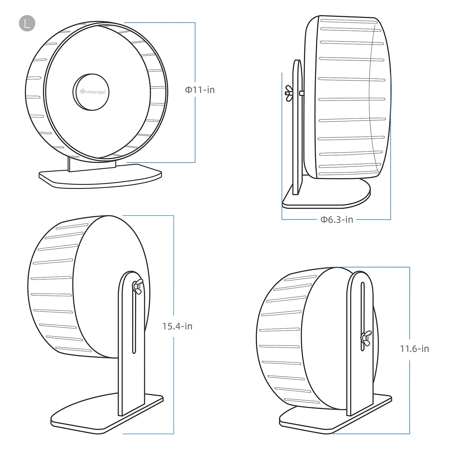 Niteangel Super-Silent 11-Inch Hamster Wheel – Quiet, Adjustable Stand, Mint Green