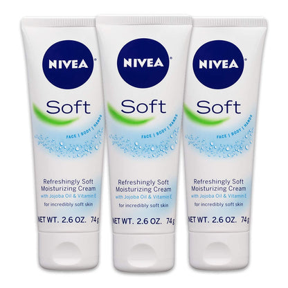 NIVEA Soft Moisturizing Creme 2.6 oz — Pack of 6 | Lightweight Hydration for Skin