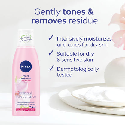 NIVEA Visage Gentle Toner – Hydrating, Dermatologist-Tested for Dry & Sensitive Skin (6.8 oz)