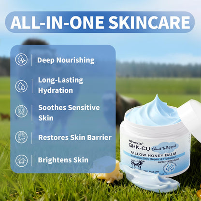 Nivexis Copper Peptides GHK-Cu Balm with Grass-Fed Tallow, Honey & Methylene Blue – All Skin Types, 2 Oz