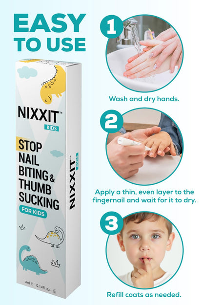 NIXXIT Nail Biting Prevention for Kids – Deterrent Pen for Nails, Cuticles & Thumb Sucking