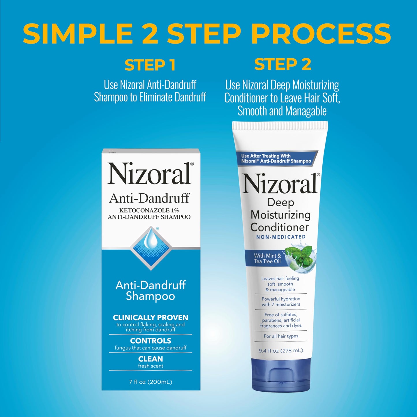 Nizoral Anti-Dandruff Shampoo + Deep Moisturizing Conditioner Bundle (7 oz + 9.4 oz) | Ketoconazole 1%