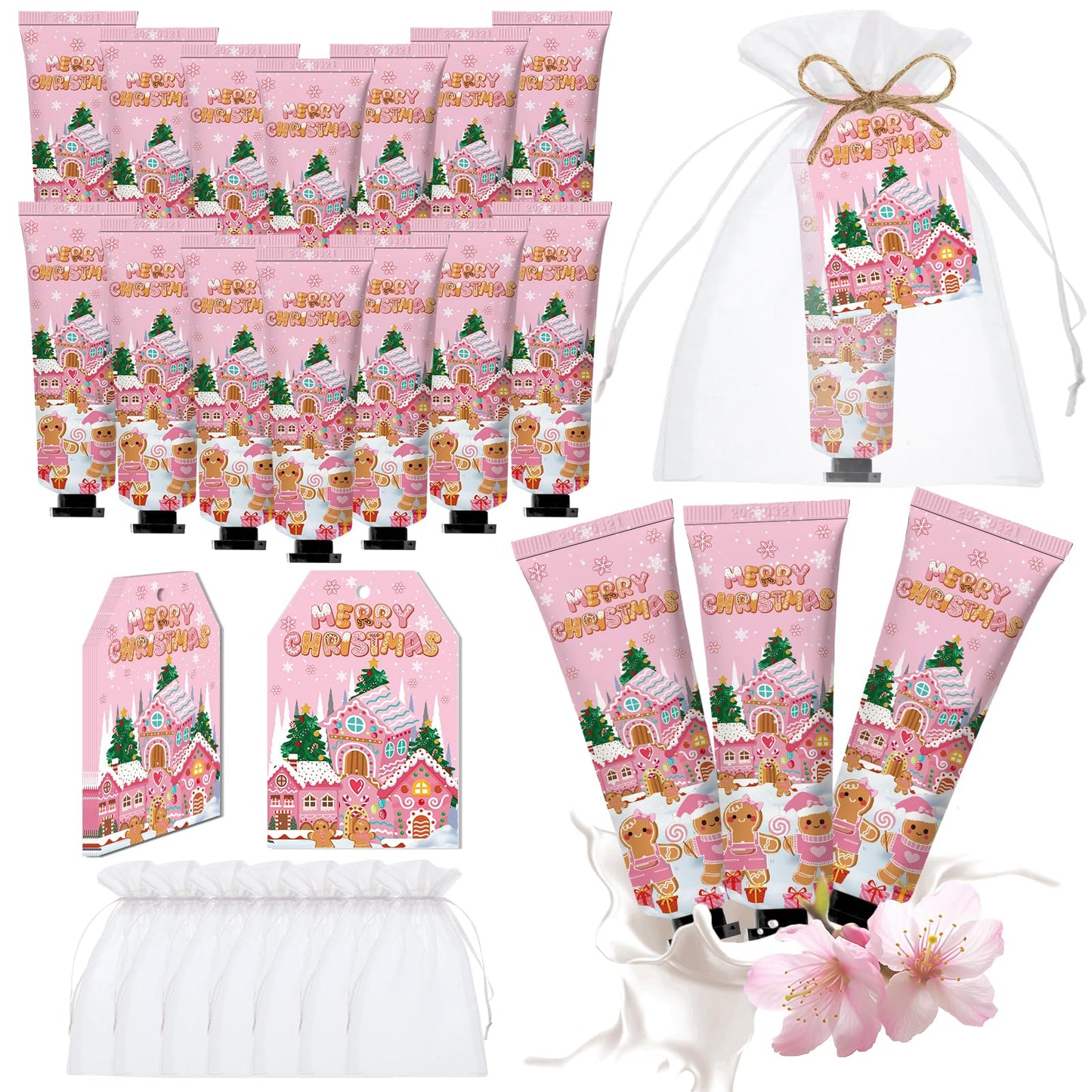 Nlicrst 50-Count Gingerbread Man Hand Cream Bulk Gift Set for Christmas Parties