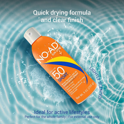 NO-AD SPORT SPF 50 Sunscreen Spray – Broad Spectrum, Non-Greasy (9 oz)