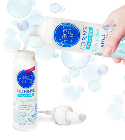 No-Rinse Foaming Body Wash – Waterless Cleanser for All Ages (8 oz x 3 Pack)