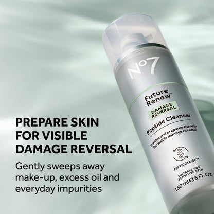 No7 Future Renew Damage Reversal Peptide Gentle Face Cleanser – Fragrance-Free Hydrating Anti-Aging Wash (5 oz)