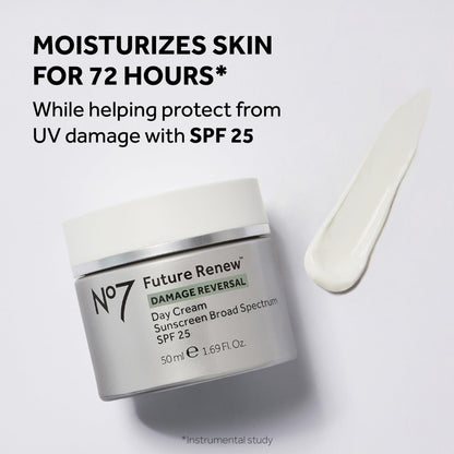 No7 Future Renew Damage Reversal Face Cream SPF 25 | Peptide-Driven Anti-Aging Moisturizer (1.69 oz)