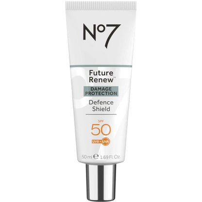 No7 Future Renew Defense Shield SPF 50 – Oil-Free Facial Moisturizer & Sunscreen with Peptides