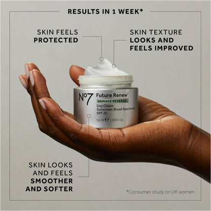 No7 Future Renew Damage Reversal Face Cream SPF 25 | Peptide-Driven Anti-Aging Moisturizer (1.69 oz)