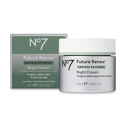 No7 Future Renew Damage Reversal Night Cream – Peptide Night Moisturizer for Dry Skin | 1.69 oz