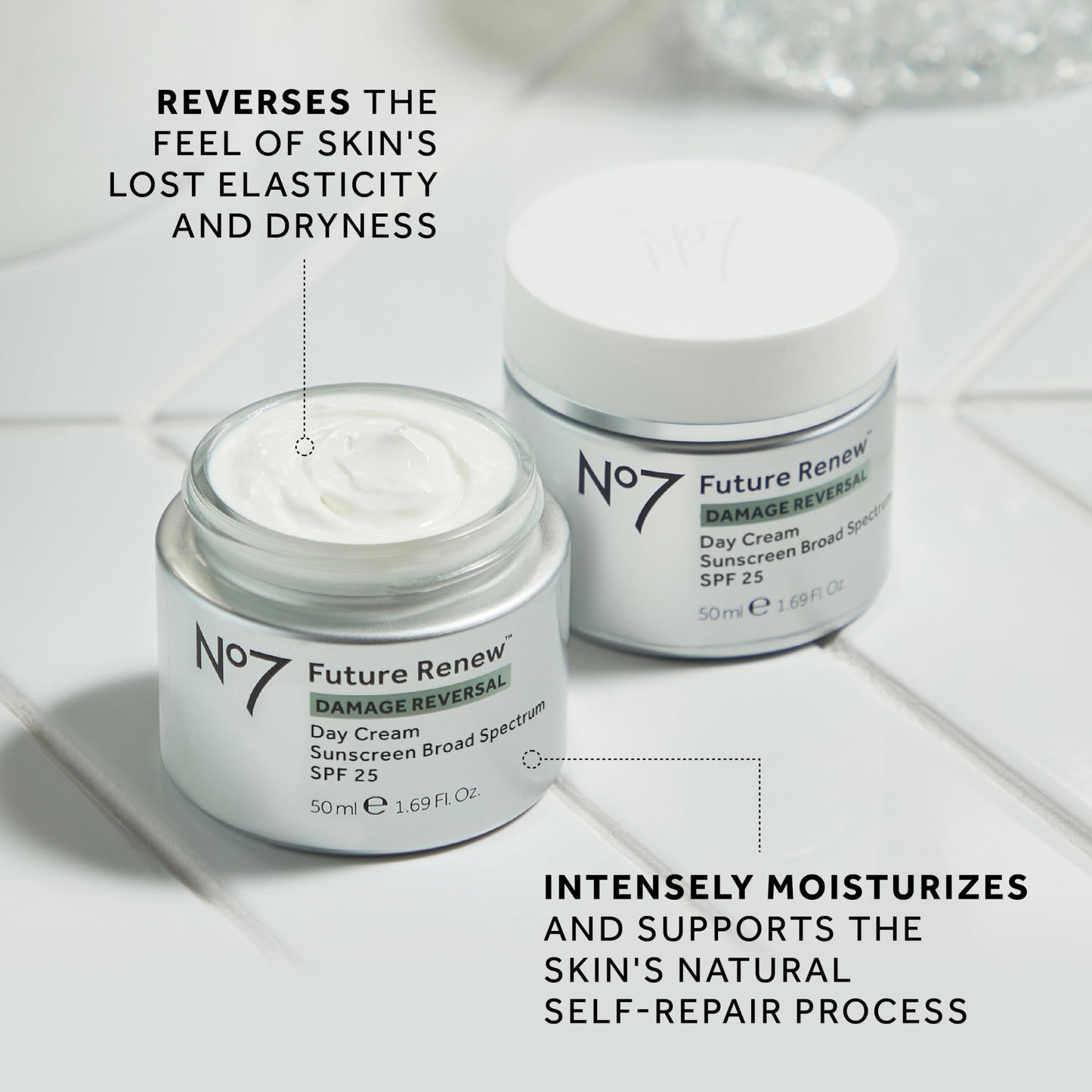No7 Future Renew Damage Reversal Face Cream SPF 25 | Peptide-Driven Anti-Aging Moisturizer (1.69 oz)