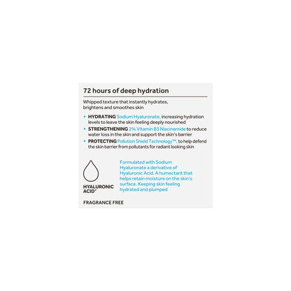 No7 HydraLuminous+ Whipped Day Cream – 72h Hydration with 2% Hyaluronic Acid & 5% Niacinamide (1.69 fl oz)