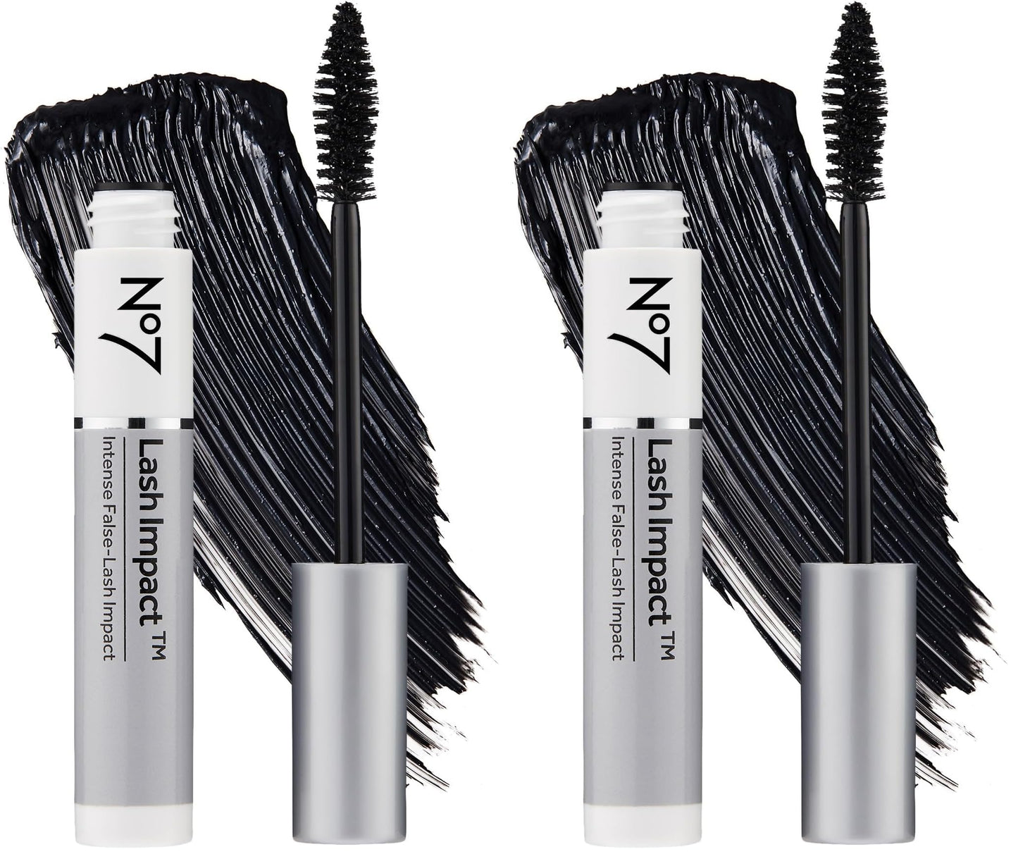 No7 Lash Impact Mascara - Volumizing Black Mascara with Oversized Cone Brush | Smudge-Proof & Lengthening (7ml) Pack of 2