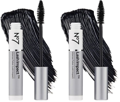 No7 Lash Impact Mascara - Volumizing Black Mascara with Oversized Cone Brush | Smudge-Proof & Lengthening (7ml) Pack of 2