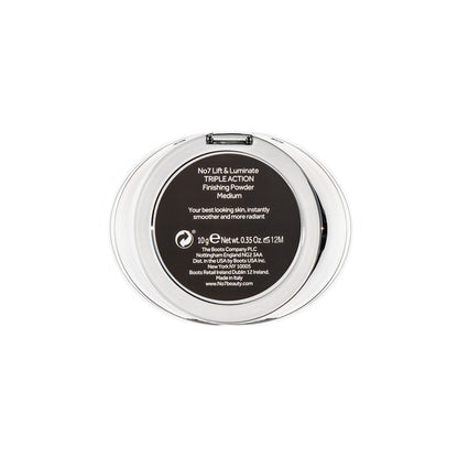No7 Lift & Luminate Triple Action Powder – Medium | Pressed Setting Powder for Face (10g)