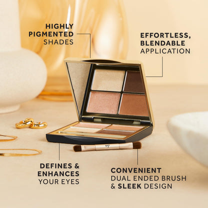 No7 Pro Artist Eyeshadow Palette — High-Pigment 4-in-1 Neutral Matte & Shimmer Shades, Travel-Size With Dual-Ended Brush