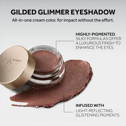 No7 Pro Artist Gilded Glimmer Cream Eyeshadow – Buildable Forest Gold Shimmer (3.4g)