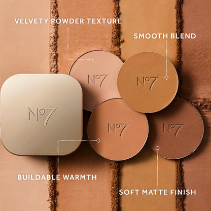 No7 Pro Artist Soft Glow Bronzer Powder – Lightweight Matte Bronzer for Natural Sun-Kissed Warmth
