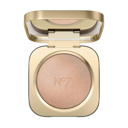 No7 Radiant Glow Powder Highlighter – Lightweight, Buildable Dewy Shine (3 Shades, Pink Silk) 5g