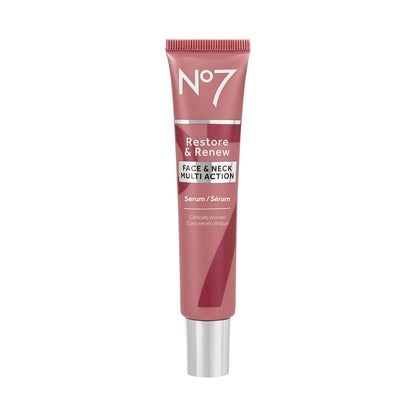 No7 Restore & Renew Multi-Action Serum – Firming Face & Neck, Hibiscus Peptides & Hyaluronic Acid