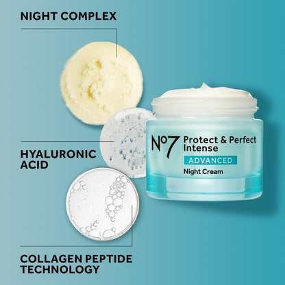 No7 Protect & Perfect Intense Advanced Night Cream – Vitamin E, Shea Butter & Collagen Peptide Technology (1.69 fl oz)