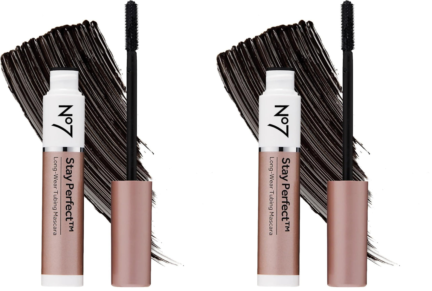 No7 Stay Perfect Mascara – Smudge-Proof, 24h Volume with Straight Brush, Rain & Tear-Proof (Pack of 2)