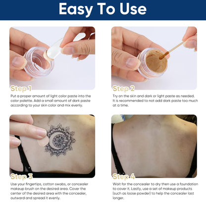 NOBA Tattoo Cover Up Makeup Waterproof – 2-Color Concealer for Tattoos, Scars & Blemishes
