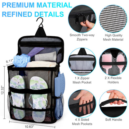 NOBLIGOAL Dorm Shower Caddy: Large-Capacity Mesh with Hanging Hook
