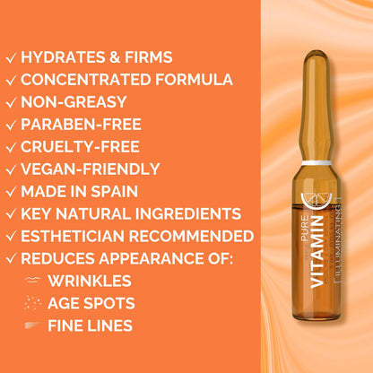 Noche Y Dia Vitamin C Ampoule Oil | Anti-Aging Face Serum with Ascorbic Acid | Hydrate, Firm & Boost Collagen | 12x2mL