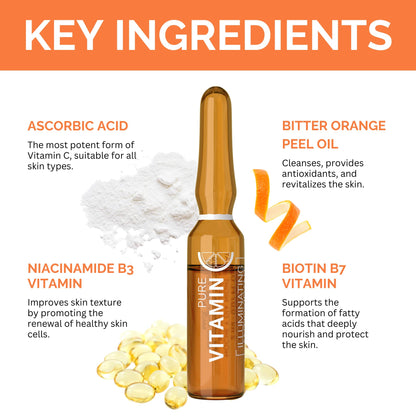 Noche Y Dia Vitamin C Ampoule Oil | Anti-Aging Face Serum with Ascorbic Acid | Hydrate, Firm & Boost Collagen | 12x2mL
