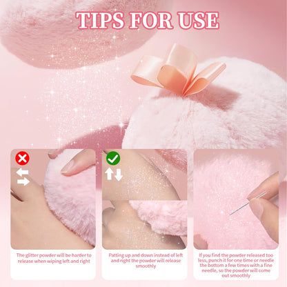 Noerrors Body Glitter Powder Puff – Peach Ball Highlighter for Face & Body