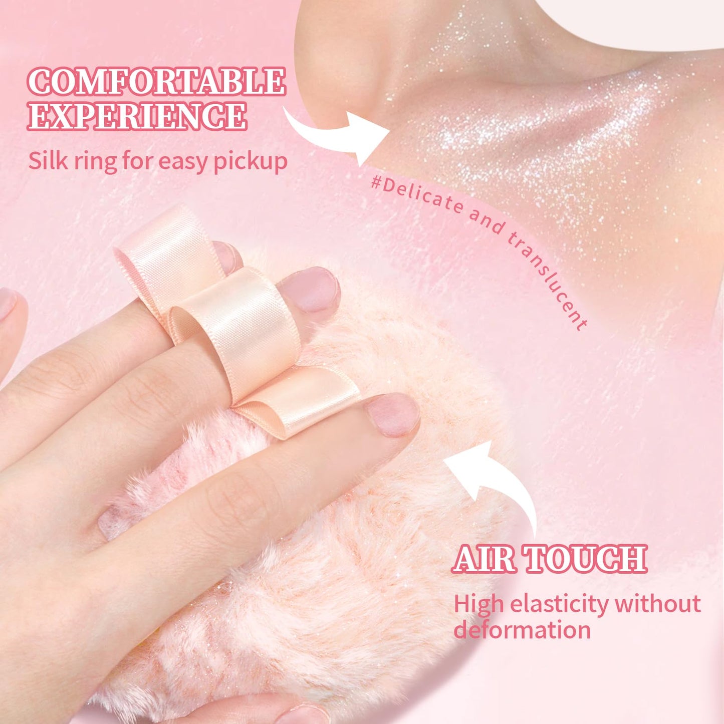 Noerrors Body Glitter Powder Puff – Peach Ball Highlighter for Face & Body