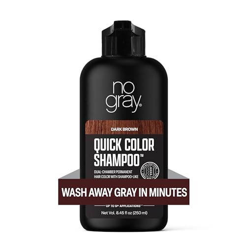 No Gray Quick Permanent Hair Color Shampoo – Dark Brown, 8.45 oz | 5-Min Gray Coverage