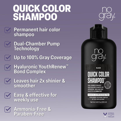 No Gray Quick Color Shampoo – Black, 8.45 oz | 5-Minute Gray Coverage