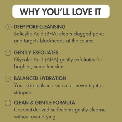 NOLIO BHA Cleanser – Salicylic & Glycolic Acid Face Wash for Oily Skin – 6.7 oz